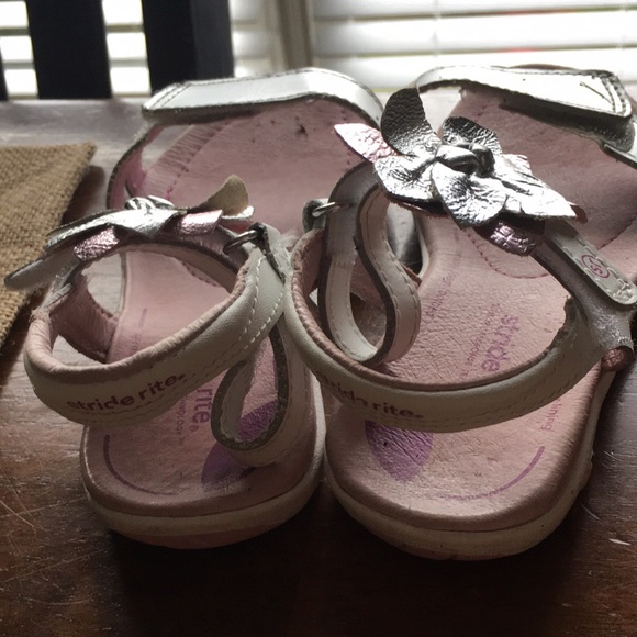 Stride Rite Sandals Silver, White, RoseGold Flower - Picture 6 of 7